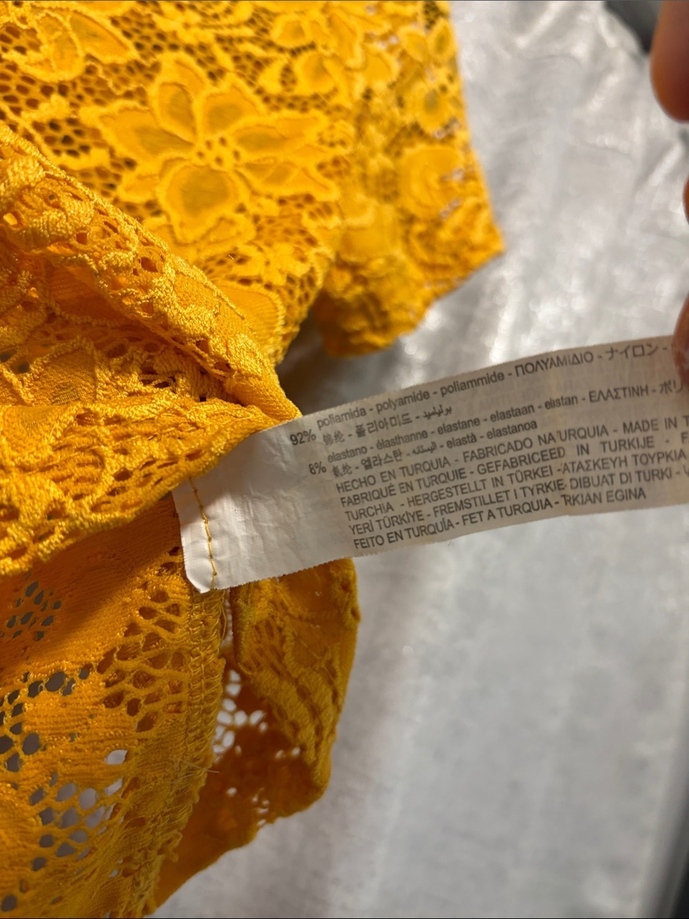 Zara Yellow Floral Lace Crop Top - Picture 5 of 8